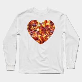 Spicy Red Hot Pepper Chili Flakes Photograph Heart. Long Sleeve T-Shirt